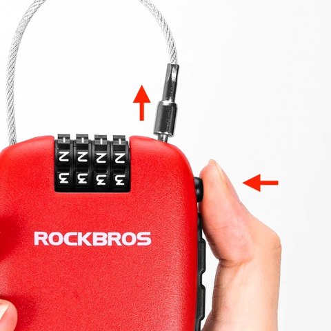 Zapięcie rowerowe Rockbros 32420981001 z linką zwijaną - czerwone Zapięcie rowerowe Rockbros 32420981001 z linką zwijaną - czerwone