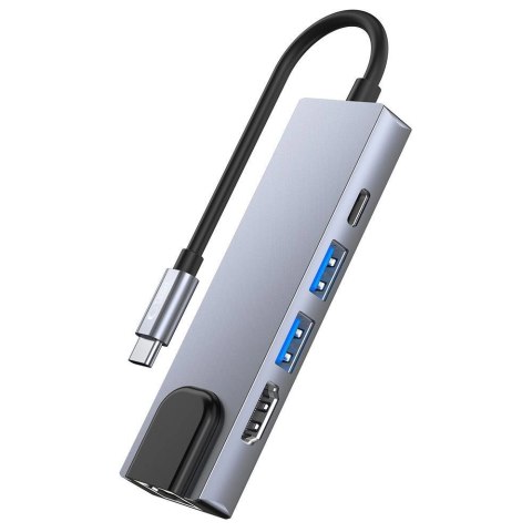 HUB Tech-Protect V3 5w1 USB-C - USB-A 3.0 / USB-A 2.0 / USB-C / HDMI / RJ45 - szary HUB Tech-Protect V3 5w1 USB-C - USB-A 3.0 / USB-A 2.0 / USB-C / HDMI / RJ45 - szary