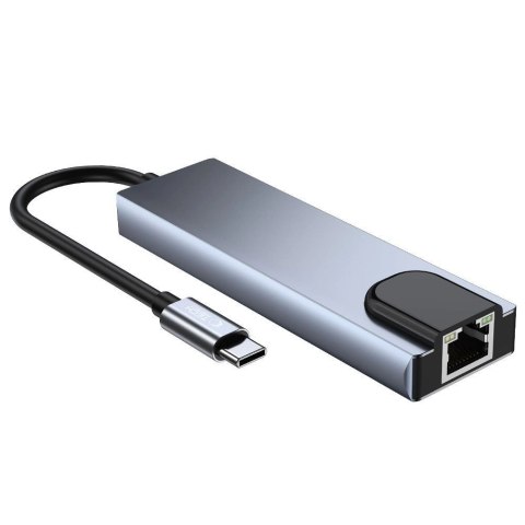 HUB Tech-Protect V3 5w1 USB-C - USB-A 3.0 / USB-A 2.0 / USB-C / HDMI / RJ45 - szary HUB Tech-Protect V3 5w1 USB-C - USB-A 3.0 / USB-A 2.0 / USB-C / HDMI / RJ45 - szary