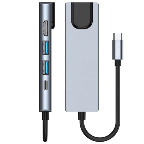 HUB Tech-Protect V3 5w1 USB-C - USB-A 3.0 / USB-A 2.0 / USB-C / HDMI / RJ45 - szary HUB Tech-Protect V3 5w1 USB-C - USB-A 3.0 / USB-A 2.0 / USB-C / HDMI / RJ45 - szary