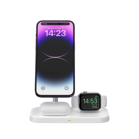 Ładowarka Tech-Protect QI15W-A22 indukcyjna MagSafe ze stojakiem 3w1 MagSafe na smartfon / Apple Watch / AirPods - biała Ładowarka Tech-Protect QI15W-A22 indukcyjna MagSafe ze stojakiem 3w1 MagSafe na smartfon / Apple Watch / AirPods - biała