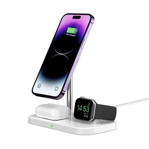 Ładowarka Tech-Protect QI15W-A22 indukcyjna MagSafe ze stojakiem 3w1 MagSafe na smartfon / Apple Watch / AirPods - biała Ładowarka Tech-Protect QI15W-A22 indukcyjna MagSafe ze stojakiem 3w1 MagSafe na smartfon / Apple Watch / AirPods - biała
