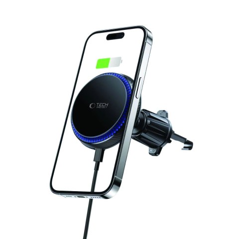 Uchwyt Tech-Protect MM15W-V4 samochodowy na telefon z ładowarką indukcyjną MagSafe 15W na kratkę nawiewu - czarna Uchwyt Tech-Protect MM15W-V4 samochodowy na telefon z ładowarką indukcyjną MagSafe 15W na kratkę nawiewu - czarna