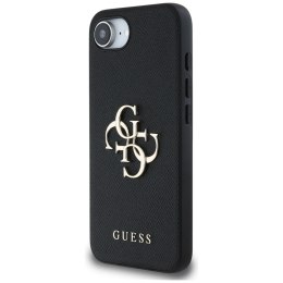 Etui Guess PU Grained 4G Metal Logo na iPhone 16e - czarne