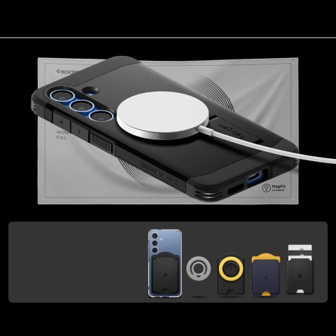 Etui Spigen Tough Armor MagSafe na Samsung Galaxy S25 - czarne Etui Spigen Tough Armor MagSafe na Samsung Galaxy S25 - czarne