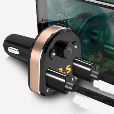 Dudao Transmiter FM Bluetooth ładowarka samochodowa MP3 3.1 A 2x USB czarny (R2Pro black) Dudao Transmiter FM Bluetooth ładowarka samochodowa MP3 3.1 A 2x USB czarny (R2Pro black)