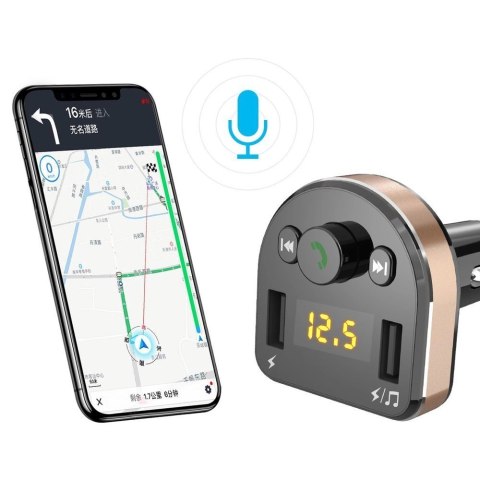 Dudao Transmiter FM Bluetooth ładowarka samochodowa MP3 3.1 A 2x USB czarny (R2Pro black) Dudao Transmiter FM Bluetooth ładowarka samochodowa MP3 3.1 A 2x USB czarny (R2Pro black)