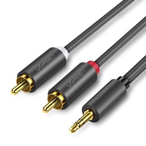 Kabel Ugreen AV116 10590 audio mini jack 3,5 mm (męski) / 2RCA (męski) 3m - czarny Kabel Ugreen AV116 10590 audio mini jack 3,5 mm (męski) / 2RCA (męski) 3m - czarny