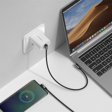 Kabel Ugreen US323 kątowy USB-C - USB-C PD QC SCP 3A 480Mb/s 1m - szary Kabel Ugreen US323 kątowy USB-C - USB-C PD QC SCP 3A 480Mb/s 1m - szary