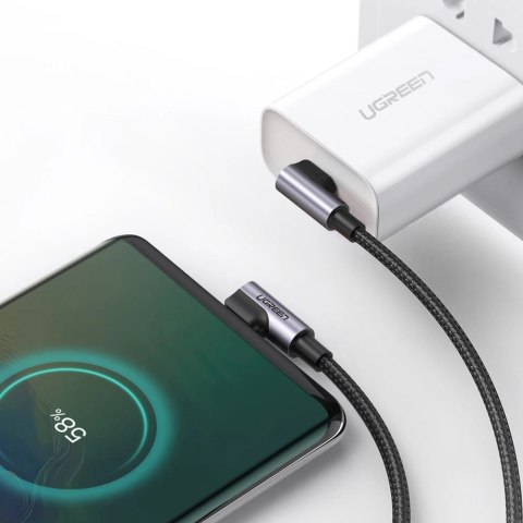 Kabel Ugreen US323 kątowy USB-C - USB-C PD QC SCP 3A 480Mb/s 1m - szary Kabel Ugreen US323 kątowy USB-C - USB-C PD QC SCP 3A 480Mb/s 1m - szary