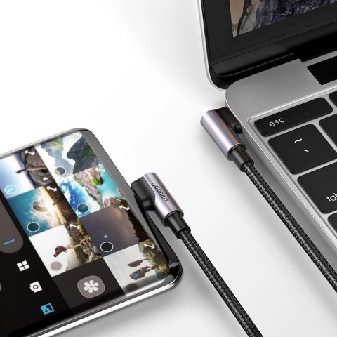 Kabel Ugreen US323 kątowy USB-C - USB-C PD QC SCP 3A 480Mb/s 1m - szary Kabel Ugreen US323 kątowy USB-C - USB-C PD QC SCP 3A 480Mb/s 1m - szary