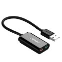 Ugreen zewnętrzna karta dźwiękowa muzyczna adapter USB - 3,5 mm mini jack 15cm czarny (30724)