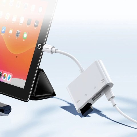 HUB OTG Joyroom S-H142 Lightning - USB-A 3.2 / Lightning / czytnik kart SD, TF - biały HUB OTG Joyroom S-H142 Lightning - USB-A 3.2 / Lightning / czytnik kart SD, TF - biały