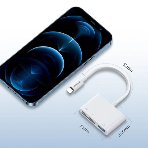 HUB OTG Joyroom S-H142 Lightning - USB-A 3.2 / Lightning / czytnik kart SD, TF - biały HUB OTG Joyroom S-H142 Lightning - USB-A 3.2 / Lightning / czytnik kart SD, TF - biały