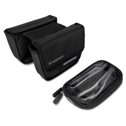 Wozinsky torba rowerowa na ramę sakwa na rower wodoodporne etui na telefon 1,5l czarny (WBB26BK) Wozinsky torba rowerowa na ramę sakwa na rower wodoodporne etui na telefon 1,5l czarny (WBB26BK)