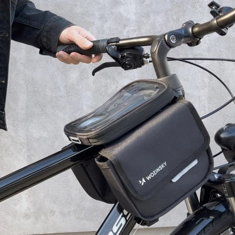 Wozinsky torba rowerowa na ramę sakwa na rower wodoodporne etui na telefon 1,5l czarny (WBB26BK) Wozinsky torba rowerowa na ramę sakwa na rower wodoodporne etui na telefon 1,5l czarny (WBB26BK)