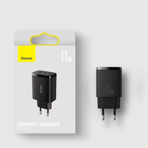 Baseus Compact ładowarka sieciowa 3x USB 17W biały (CCXJ020102) Baseus Compact ładowarka sieciowa 3x USB 17W biały (CCXJ020102)