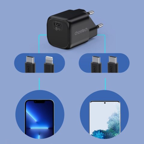 Choetech ładowarka sieciowa GaN USB Typ C PD 30W czarny (PD5007) Choetech ładowarka sieciowa GaN USB Typ C PD 30W czarny (PD5007)