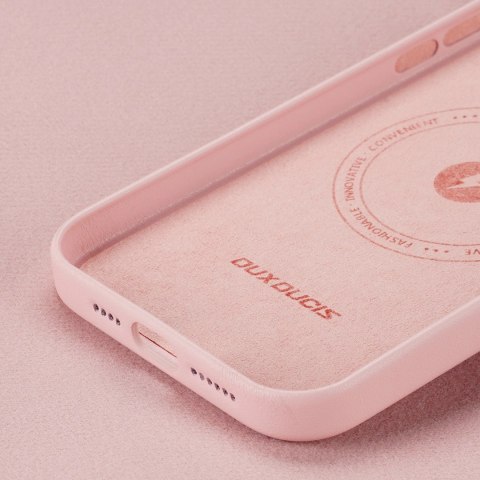Dux Ducis Grit skórzane etui do iPhone 14 Plus elegancki pokrowiec ze sztucznej skóry (kompatybilne z MagSafe) różowy Dux Ducis Grit skórzane etui do iPhone 14 Plus elegancki pokrowiec ze sztucznej skóry (kompatybilne z MagSafe) różowy