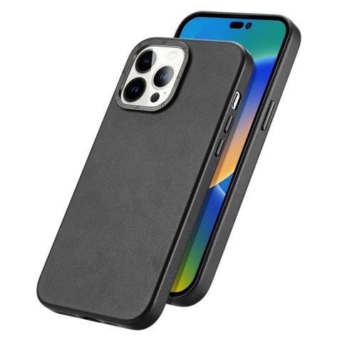 Dux Ducis Grit skórzane etui do iPhone 14 Pro Max elegancki pokrowiec ze sztucznej skóry (kompatybilne z MagSafe) czarny Dux Ducis Grit skórzane etui do iPhone 14 Pro Max elegancki pokrowiec ze sztucznej skóry (kompatybilne z MagSafe) czarny