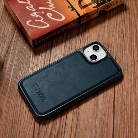 ICarer Leather Oil Wax etui pokryte naturalną skórą do iPhone 14 niebieski (WMI14220717-BU) ICarer Leather Oil Wax etui pokryte naturalną skórą do iPhone 14 niebieski (WMI14220717-BU)