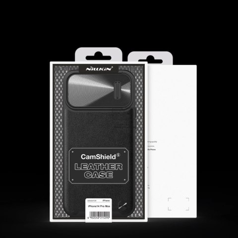 Nillkin CamShield Leather S Case etui iPhone 14 Pro Max pokrowiec z osłoną na aparat czarny Nillkin CamShield Leather S Case etui iPhone 14 Pro Max pokrowiec z osłoną na aparat czarny
