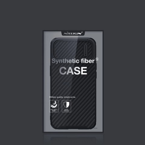 Nillkin Synthetic Fiber S Case etui iPhone 14 Plus z osłoną na aparat czarny Nillkin Synthetic Fiber S Case etui iPhone 14 Plus z osłoną na aparat czarny