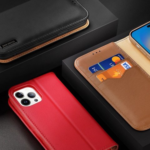 Dux Ducis Hivo skórzane etui z klapką pokrowiec ze skóry naturalnej portfel na karty i dokumenty iPhone 14 Pro Max brązowy Dux Ducis Hivo skórzane etui z klapką pokrowiec ze skóry naturalnej portfel na karty i dokumenty iPhone 14 Pro Max brązowy