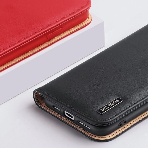 Dux Ducis Hivo skórzane etui z klapką pokrowiec ze skóry naturalnej portfel na karty i dokumenty iPhone 14 Pro Max czerwony Dux Ducis Hivo skórzane etui z klapką pokrowiec ze skóry naturalnej portfel na karty i dokumenty iPhone 14 Pro Max czerwony