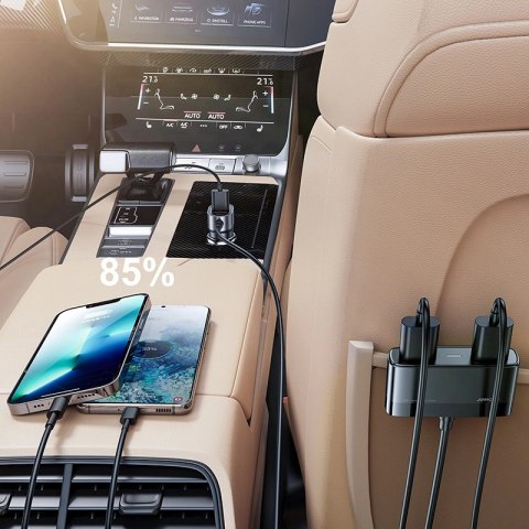 Joyroom szybka ładowarka samochodowa z przedłużaczem 45W 5xUSB-A czarna (JR-CL03 Pro) Joyroom szybka ładowarka samochodowa z przedłużaczem 45W 5xUSB-A czarna (JR-CL03 Pro)