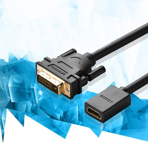 Ugreen kabel przewód adapter DVI (męski) - HDMI (żeński) 0.15m czarny (20118) Ugreen kabel przewód adapter DVI (męski) - HDMI (żeński) 0.15m czarny (20118)