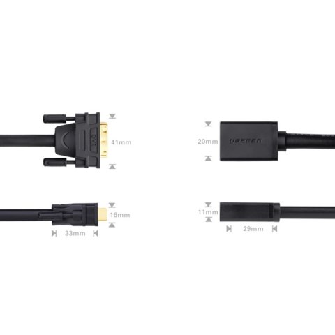Ugreen kabel przewód adapter DVI (męski) - HDMI (żeński) 0.15m czarny (20118) Ugreen kabel przewód adapter DVI (męski) - HDMI (żeński) 0.15m czarny (20118)