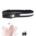 Latarka czołowa LED z czujnikiem ruchu IPX4 USB-C 1200 mAh - czarna