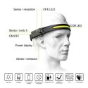 Latarka czołowa LED z czujnikiem ruchu IPX4 USB-C 1200 mAh - czarna