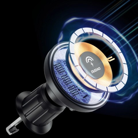Uchwyt magnetyczny z ładowarką indukcyjną MagSafe na kratkę wentylacyjną 15W Dudao F12MAX - czarna Uchwyt magnetyczny z ładowarką indukcyjną MagSafe na kratkę wentylacyjną 15W Dudao F12MAX - czarna