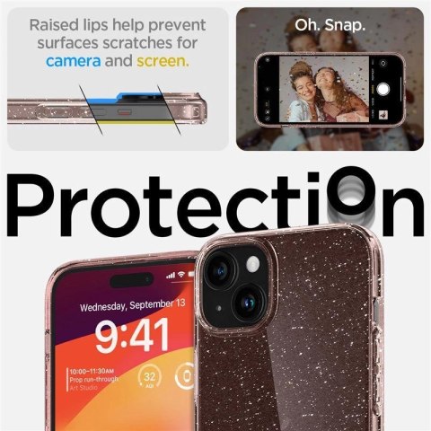 Etui Spigen Liquid Crystal Glitter na iPhone 15 Plus - różowo-przezroczyste Etui Spigen Liquid Crystal Glitter na iPhone 15 Plus - różowo-przezroczyste