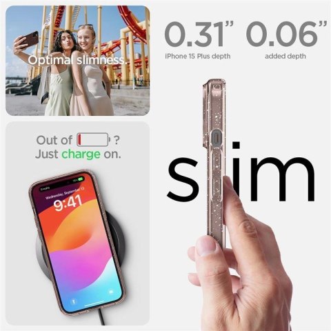 Etui Spigen Liquid Crystal Glitter na iPhone 15 Plus - różowo-przezroczyste Etui Spigen Liquid Crystal Glitter na iPhone 15 Plus - różowo-przezroczyste