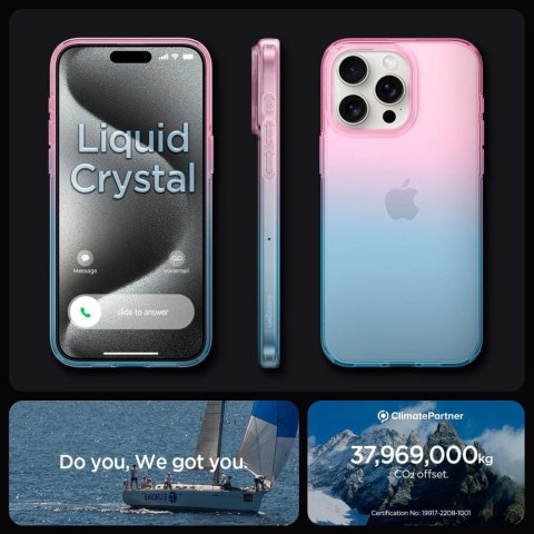 Etui Spigen Liquid Crystal na iPhone 15 Pro - różowo-niebieskie Etui Spigen Liquid Crystal na iPhone 15 Pro - różowo-niebieskie