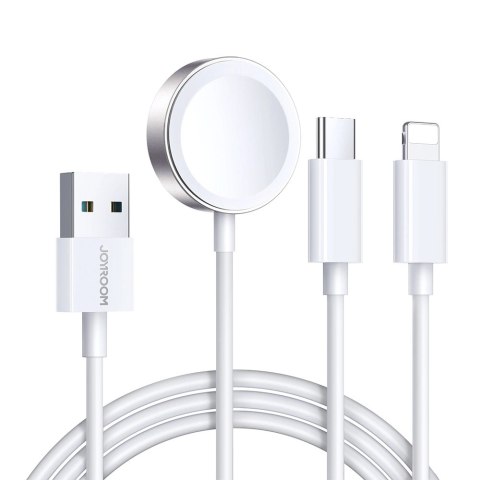 Kabel 3 w 1 Joyroom S-IW008 magnetyczna ładowarka USB-A - Lightning/USB-C 1.2m - biały Kabel 3 w 1 Joyroom S-IW008 magnetyczna ładowarka USB-A - Lightning/USB-C 1.2m - biały
