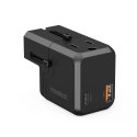Ładowarka podróżna Choetech PD6038 USB-C USB-A PD 20W USA EU UK AU - czarna