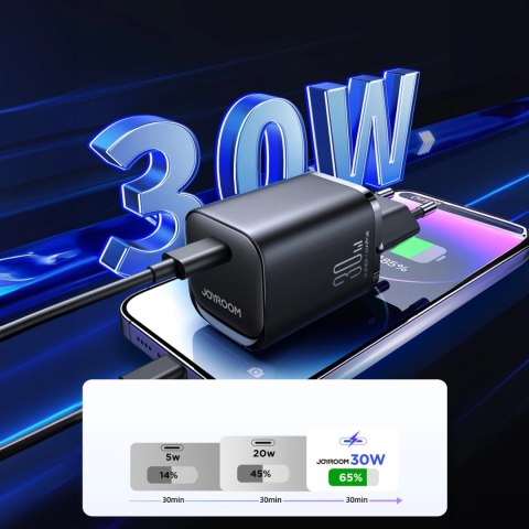 Ładowarka sieciowa Joyroom JR-TCF07EU Speed Series 30W USB-C PD/QC/AFC/FCP - czarna Ładowarka sieciowa Joyroom JR-TCF07EU Speed Series 30W USB-C PD/QC/AFC/FCP - czarna