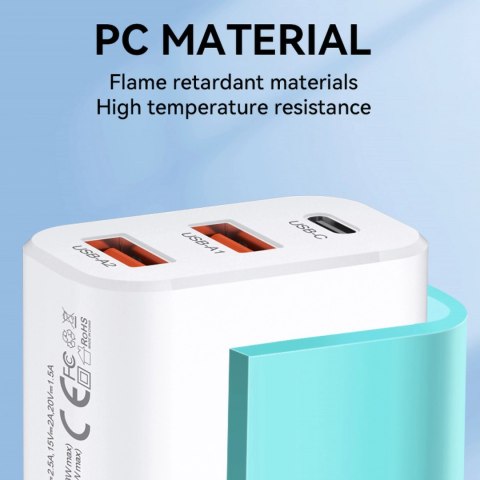 Ładowarka sieciowa Wozinsky CWCUCW 30W USB-C / 2 x USB-A - biała Ładowarka sieciowa Wozinsky CWCUCW 30W USB-C / 2 x USB-A - biała