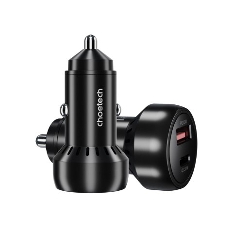 Ładowarka samochodowa Choetech TC0014 USB-C USB-A PD 60W z podświetleniem LED - czarna Ładowarka samochodowa Choetech TC0014 USB-C USB-A PD 60W z podświetleniem LED - czarna