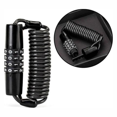 Zapięcie rowerowe Rockbros T609 na szyfr 1,5m - czarne Zapięcie rowerowe Rockbros T609 na szyfr 1,5m - czarne