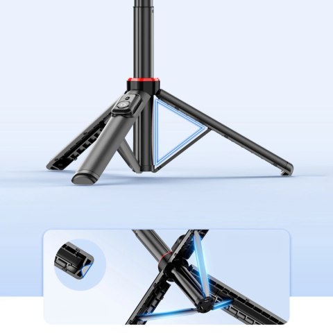 Selfie stick WC1Y2S teleskopowy tripod 1.3m ze stopu aluminium z uchwytem na telefon - czarny Selfie stick WC1Y2S teleskopowy tripod 1.3m ze stopu aluminium z uchwytem na telefon - czarny