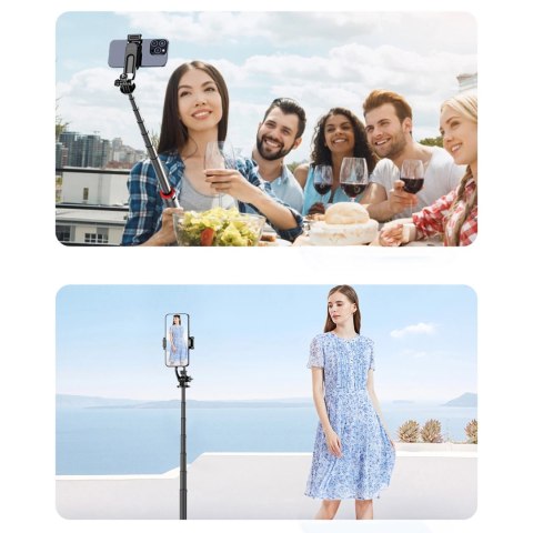 Selfie stick WC1Y2S teleskopowy tripod 1.3m ze stopu aluminium z uchwytem na telefon - czarny Selfie stick WC1Y2S teleskopowy tripod 1.3m ze stopu aluminium z uchwytem na telefon - czarny