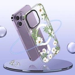 Etui Tech-Protect MagMood MagSafe na iPhone 13 Pro Max - stokrotki z liśćmi