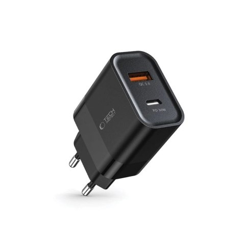 Ładowarka Tech-Protect C30W sieciowa USB-C PD 30W / USB-A QC 3.0 - czarna Ładowarka Tech-Protect C30W sieciowa USB-C PD 30W / USB-A QC 3.0 - czarna