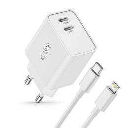 Ładowarka Tech-Protect C35W sieciowa 2x USB-C PD 35W z kablem USB-C / Lightning - biała