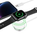 Ładowarka Tech-Protect UltraBoost 2w1 magnetyczna z kablami USB-C / Lightning do Apple Watch 1.5m - biała